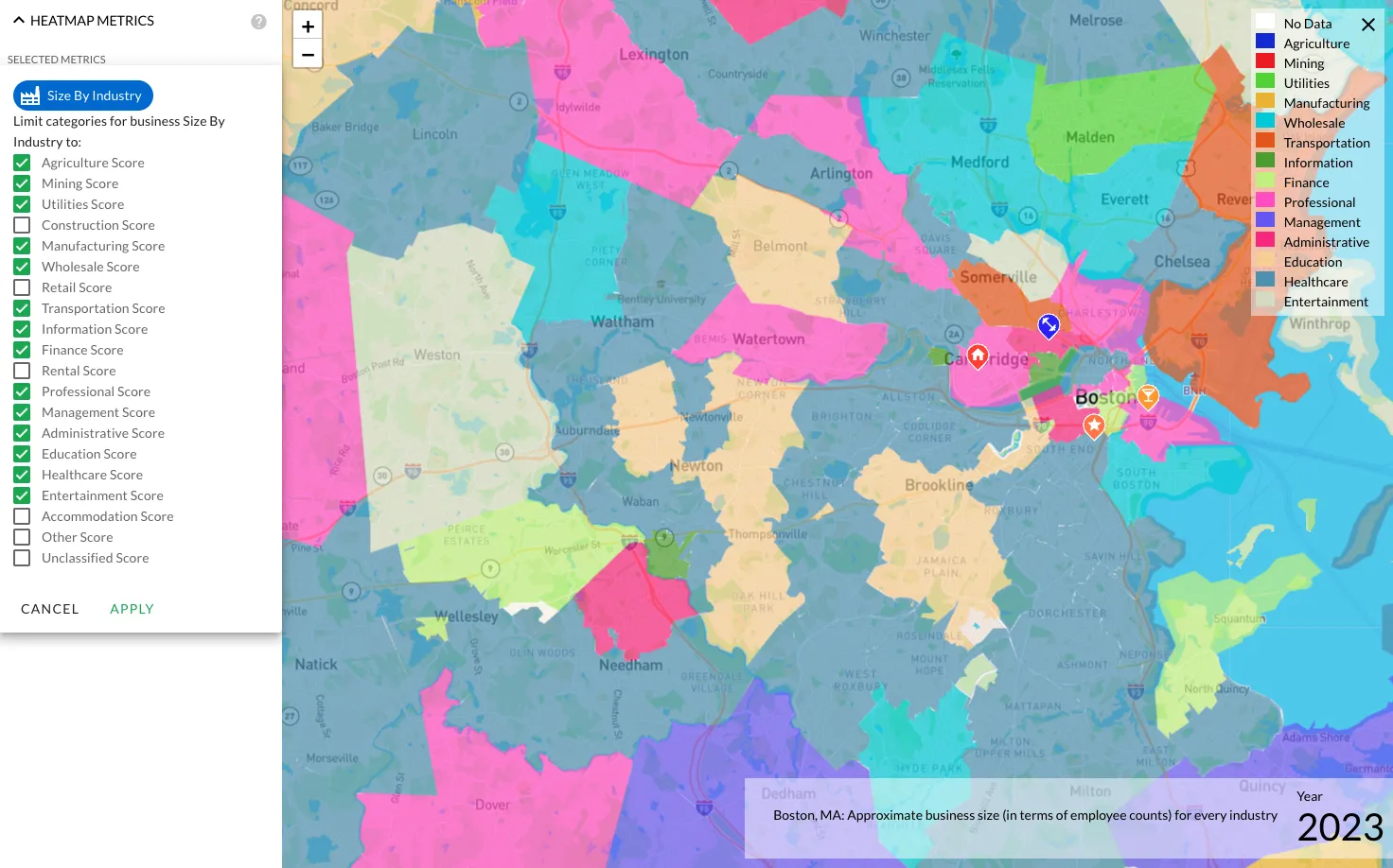 Boston Businesses, Filtered
